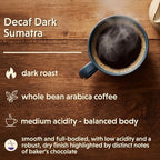 Coffee Bean Direct Decaf Dark Sumatra, Whole Bean Coffee, Arabica Coffee, Dark Roast, 1 Pound Bag (Pack of 1)