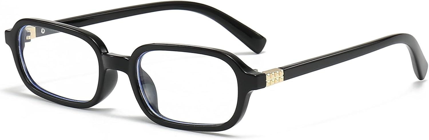 Retro Rectangle Glasses for Women Men Small Square Blue Light Blocking Glasses Vintage Eyeglasses