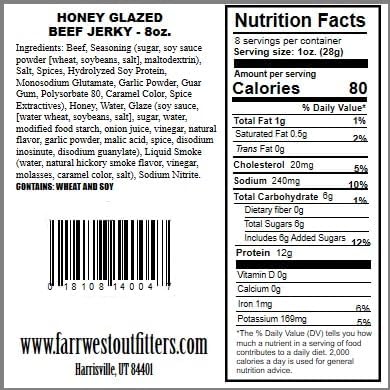 Farr West Outfitters Beef Jerky (8 OZ, Honey Glazed)