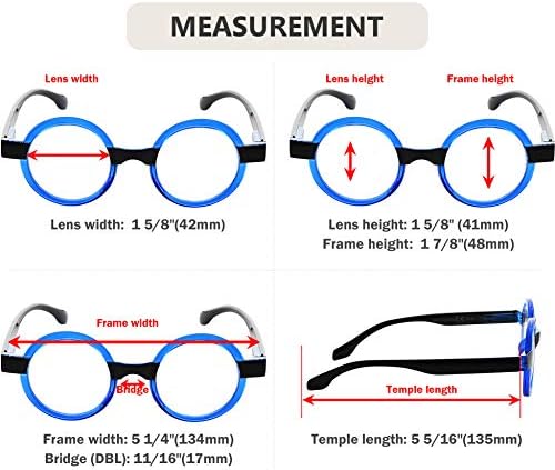 Eyekepper 4 Pack Round Reading Glasses for Women Retro Readers Eyeglasses +1.50