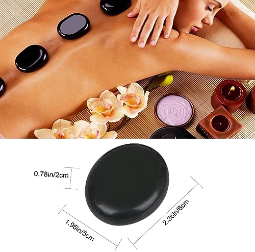 6 Pcs Medium Hot Massage Stones Set Natural Basalt Warm Rocks Kit for Home Spa Massager for Back&Leg& Face &Foot