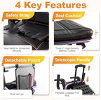19.4lbs Ultra Lightweight Folding Wheelchair for Adults & Seniors, 12" PU Rear Wheels, Portable Transport Chair, Supports 300lbs, Compact for Travel & Daily Use