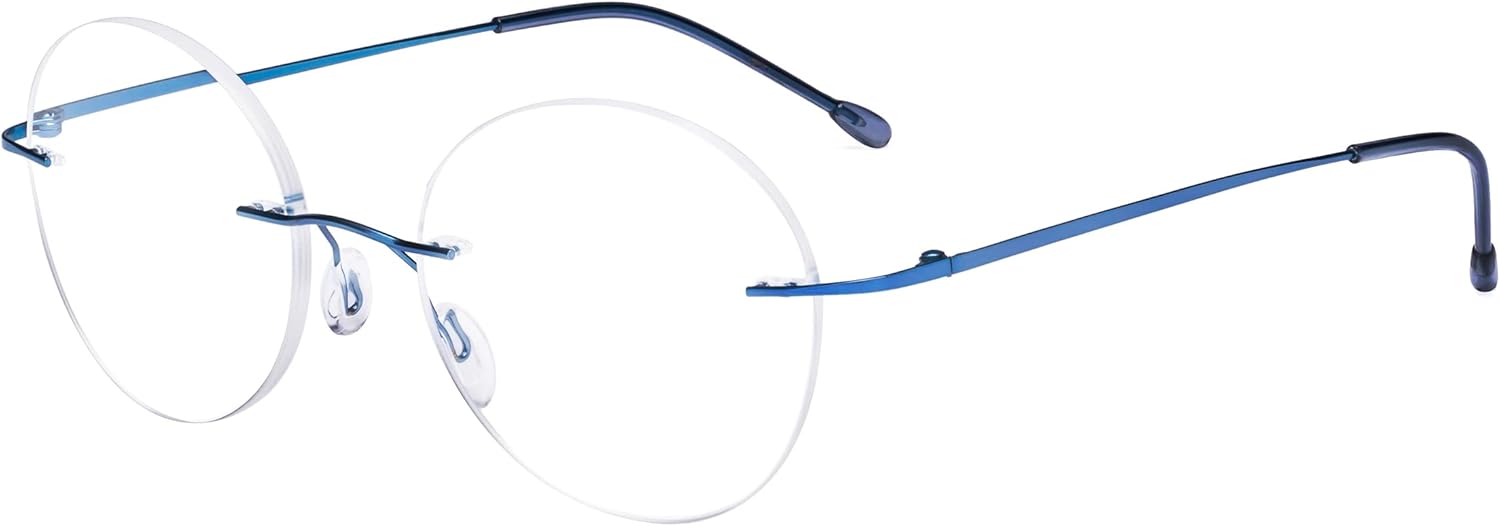 Eyekepper Frameless Reading Glasses Women - Round Rimless Readers Men Blue +1.50