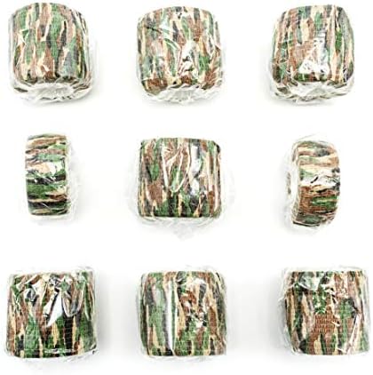 FRESINIDER 9 Rolls Self Adhesive Wrap Athletic Tape Gauze, Breathable Elastic Cohesive Bandage for Sports Injury & Pet (7 Pcs 2" x 5 Yards + 2 Pcs 1" X 5 Yards) (Asian Tiger Camo)
