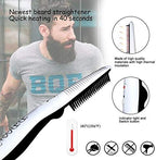 Beard Straightener Comb for Men,Hair Hot Comb,Quick Electric Heated Beard Brush Styler,Travel Portable Styling Comb beard iron, Multifunctional Straightening Brush