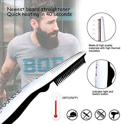 Beard Straightener Comb for Men,Hair Hot Comb,Quick Electric Heated Beard Brush Styler,Travel Portable Styling Comb beard iron, Multifunctional Straightening Brush