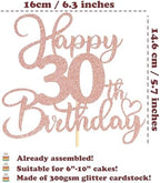 Sotpot 1 Pack 30th Birthday Cake Topper Double-sided Rose Gold Glitter Cake Pick Cake Decoration for Happy 30th Birthday Anniversary Party Decorations