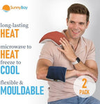 SunnyBay Small Microwave Heating Pad, Microwavable Versatile Cold/Heated Neck and Shoulder Wrap for Back Pain and More, Moist Heat Cotton-Fleece Pad, 6x11 Inches, Navy Blue and Persimmon, Pack of 2
