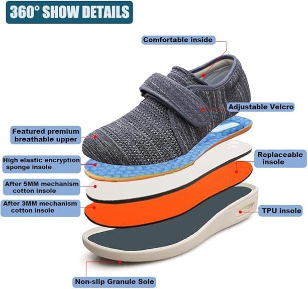 youyun Women's Diabetic Shoes Width Wide Shoe for Elderly Women Adjustable Closure Breathable Lightweight Non Slip for Swollen Feet Edema Widening Walking Shoes