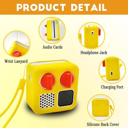 xcivi Anti-Slip Silicone Cover for YOTO Mini Audio Player, Protective Sleeve Case for Mini Player; Accessory for Kids Music Players (case only) (Yellow), YT003