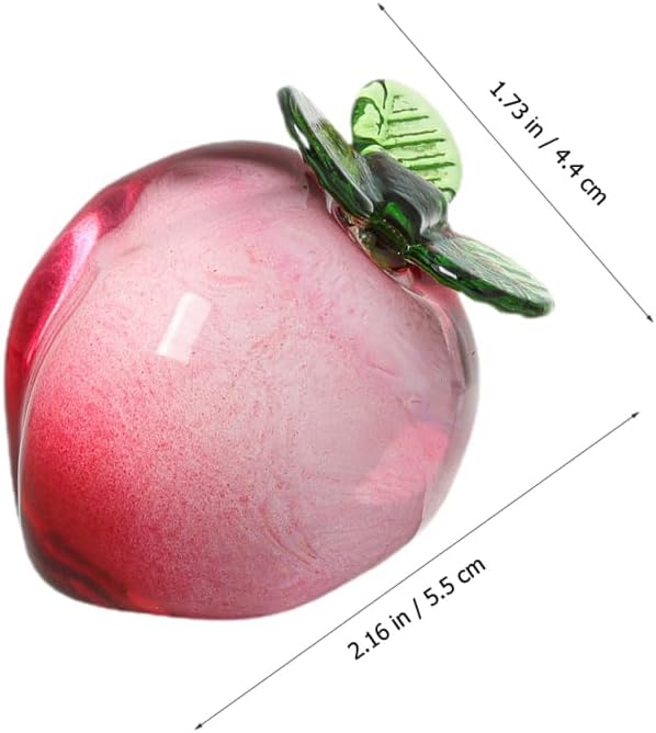 ABOOFAN Glass Fruit Decor, Hand Blown Crystal Figurines Collectibles, Artificial Fruit Ornament Tabletop Decoration for Home Kitchen Centerpiece, Dining Room Shelf Display (Peach)