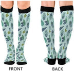 Green Peacock Feathers Compression Socks for Women and Men 20-30 mmHg Knee High Socks for Nurses Travel Socks 1 Pair
