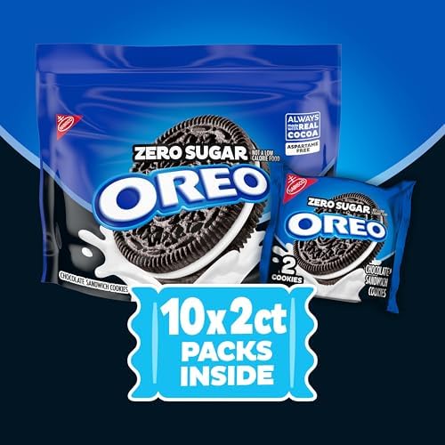 OREO Zero Sugar Chocolate Sandwich Cookies, 10 Snack Packs (2 Cookies Per Pack)