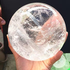 RALDMOV Natural White Clear Quartz Crystal Ball Healing Ball Home Decor Prosperous Love Invite Wealth + Base