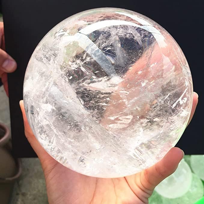 RALDMOV Natural White Clear Quartz Crystal Ball Healing Ball Home Decor Prosperous Love Invite Wealth + Base