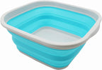 SAMMART 5.5L (1.4 Gallons) Collapsible Tub - Foldable Dish Tub - Portable Washing Basin - Space Saving Plastic Washtub (Grey/Cyanine, 1)