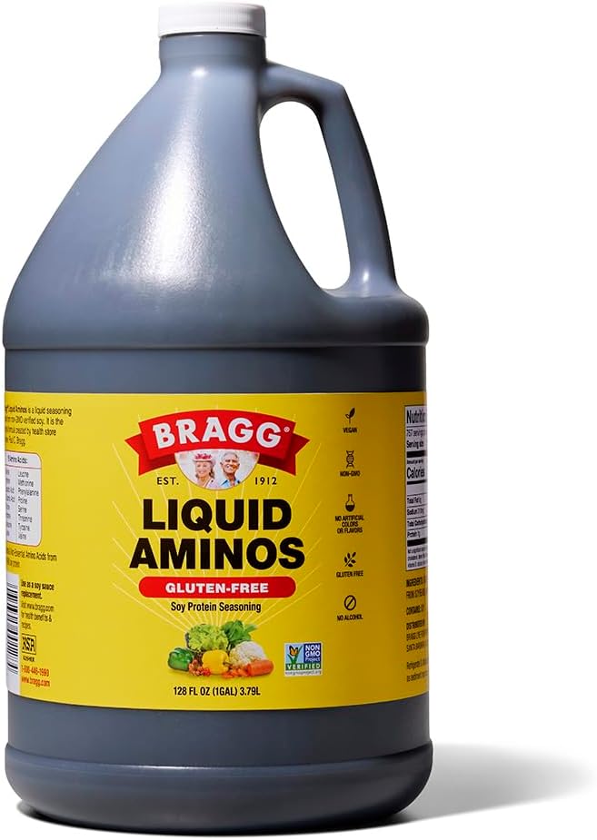 Bragg Liquid Aminos All-Purpose Seasoning - 128 fl oz - Gluten-Free Soy Sauce Alternative - Perfect for Stir-Fries and Cooking at Home