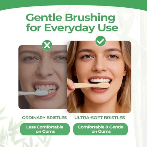 GENKENT Ultra Soft Bamboo Toothbrush, 12 Pack, 0.15mm Bristles