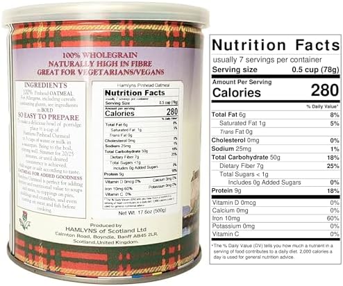 Hamlyns Scottish Steelcut Pinhead Oats, 17.6 Ounce Tin (Pack of 3)