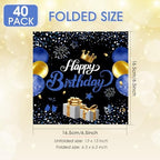 40PCS Happy Birthday Napkins Black and Blue Theme Disposable Paper Napkins for Dinner Picnic Birthday Party Supplies Decorations for Man Woman