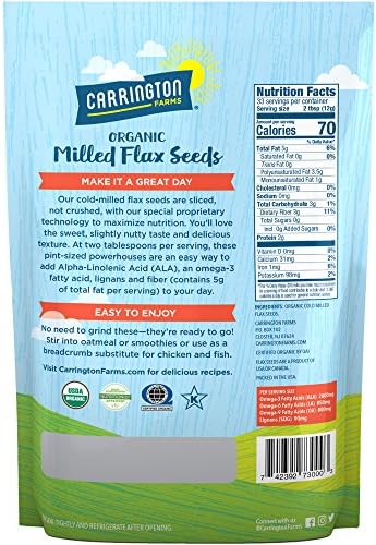 Carrington Farms Organic Milled Flax Seed, Gluten Free, USDA Organic, 14 Ounce