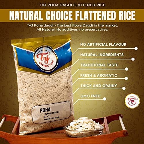 TAJ Poha Flattened Rice, Poha Thin Cut, Powa, 2-Pounds