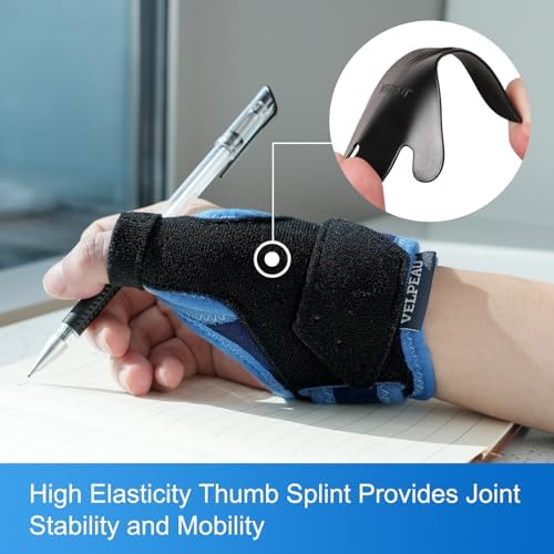 Velpeau Thumb Wrist Support Brace, CMC Thumb Spica Splint for Arthritis Pain, De Quervains Tenosynovitis, Trigger Thumb, Tendonitis, Sprain, Fits Both Left or Right Hands (Plastic Insert Version, M)