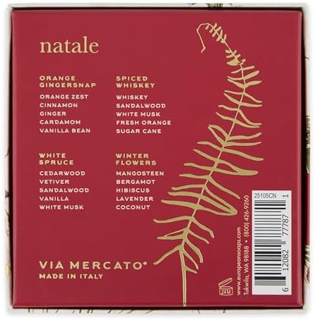 Via Mercato Gift Italian Soap Bar Set 4 x 50g, Individually Wrapped Gift Soaps, Natale Collection (Pack of 2)