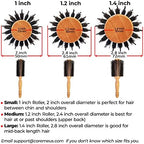 High-Density Boar Bristles Wood Round Brush for Blow-Drying, Straightening & Styling Medium to Long Fine or Normal Hair (Shoulder to Back-Length) for Shine & Volume, 1.2" Roller, 2.4" with Bristles