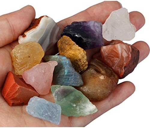 SUNYIK Natural Raw Stones Rough Rock Crystals for Tumbling,Cabbing,Assorted Stone,1pound(About 460 gram)