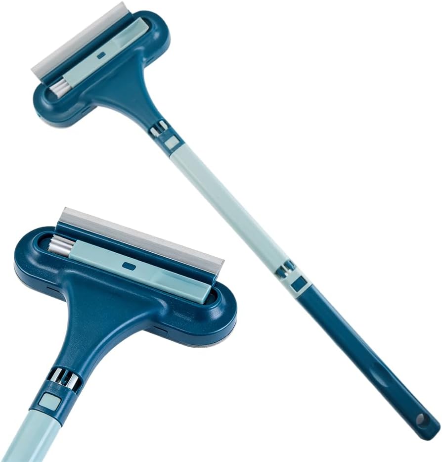 Window Screen Cleaning Brush,2 in 1 Window Screen Cleaner Tool with Squeegee,Mesh Screen Cleaner,Multi-Purpose Cleaning Brush for Patio, Door, Porch Screens (Blue)