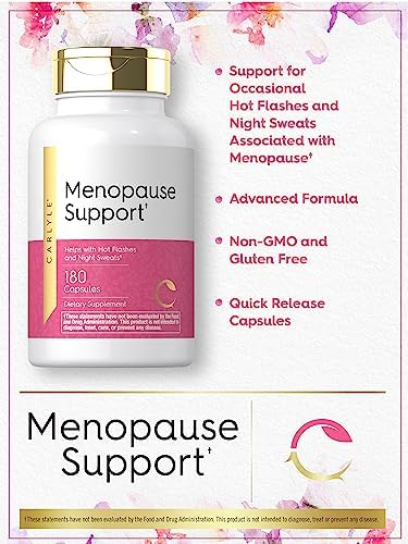 Carlyle Menopause Supplement for Women | 180 Capsules | Helps with Hot Flashes and Night Sweats | Non-GMO, Gluten Free Menopause Support