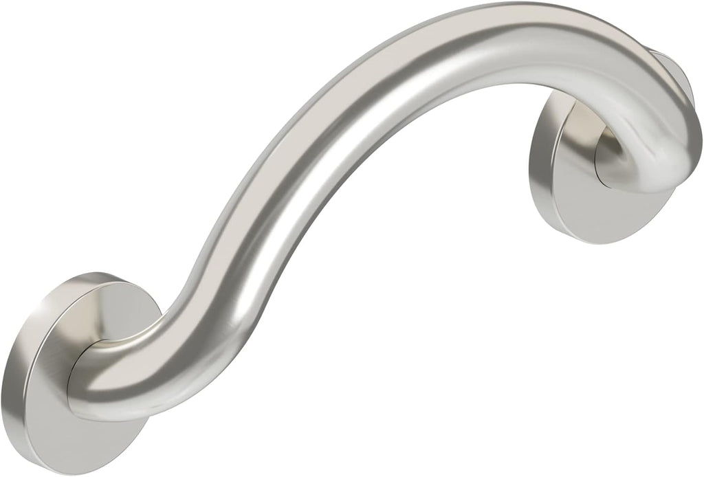 HEALTHCRAFT Plus Series Crescent Grab Bar for Shower Safety. 14.3 inch | Wall-Mounted Stainless Steel Handrail for Seniors, ADA Compliant Bathroom Support, 500 lbs Capacity, Brushed Stainless