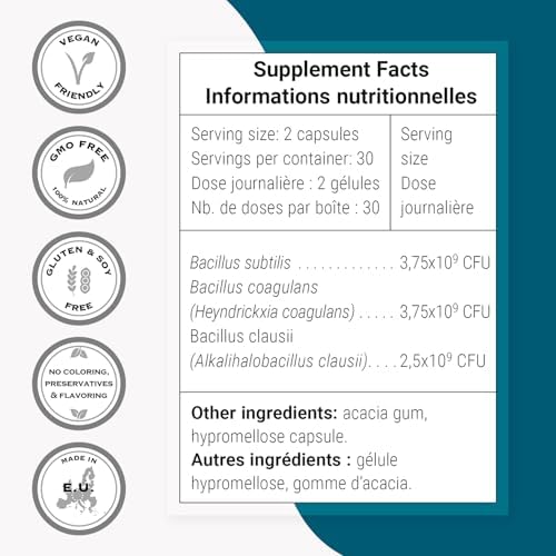 SuperSmart SporesBiotics Formula (Advanced Complex) - 3-in-1 Spore-Based Probiotics with Bacillus Clausii, Subtilis, Coagulans | Gluten Free & Vegetarian - 60 Gastro-Resistant Capsules
