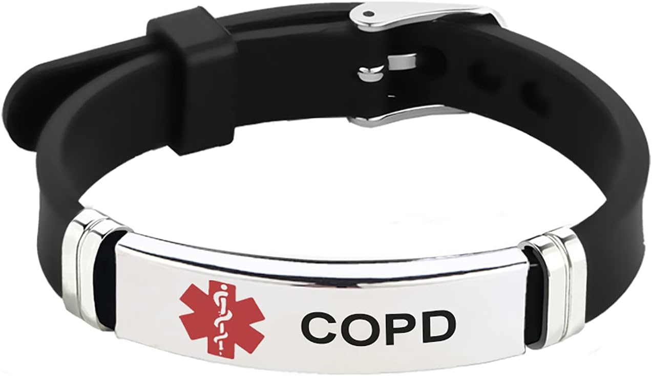 TGLS Red Medical Alert ID Bracelet for Women Men's Emergency First Aid Health Alert Laser Engraved Satinless Steel Adjustable Silicone Wristband Bracelets