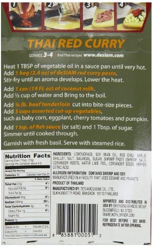 deSIAM Curry Paste, Thai Red, 2.4 Ounce (Pack of 6)