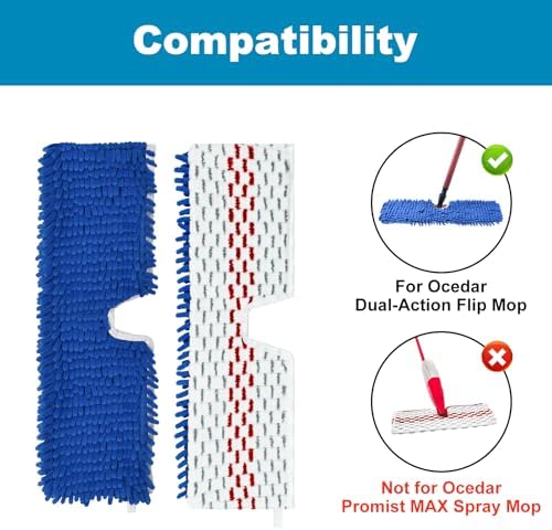Mop Heads Replacements for O-Cedar Hardwood Floor 'N More 3-Action Mop, Mop Replace Head for O Cedar Hardwood Floor 'N More Microfiber Flip Mop, 2-Pack Dust Mop Heads Replacements for Ocedar