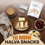 Sesame Halva Bar Mini Snacks - 18 Mini Bars, Assorted Vanilla & Marble Flavors – Delicious Sweet Israeli Mini Snacks Sesame Tahini Bars Assortment, Vegan, Kosher, Source of Fiber – 12g Each (Total 216g)
