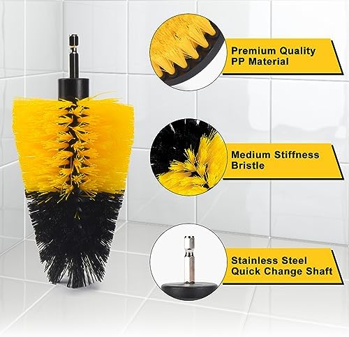 SHIELDPRO 18 Pack Drill Brush Attachment Set, Power Cleaning Scrub Brushes for Drill, Extend Long Attachment, All Purpose for Bathroom, Car Detailing, Carpet, Tile Grout, Sinks, Corners