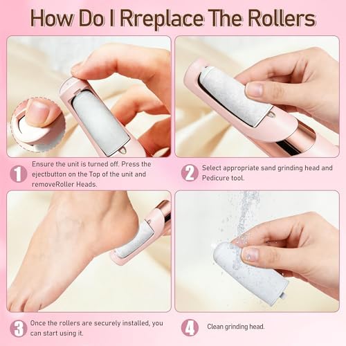 Callus Remover for Feet，Electric Foot Callus Remover with 2 Rollers 2 Speed,16 in1 Rechargeable Foot File Pedicure Kits for Dead Hard Cracked Dry Skin
