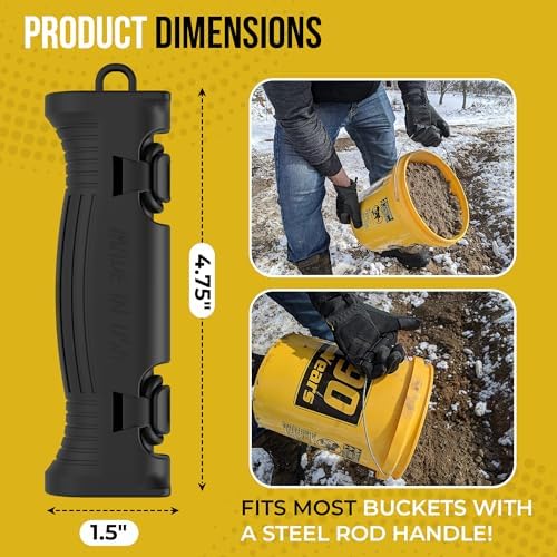 TEC Products HANDTEC Bucket Handle Grip - Ergonomic Rubber Handle Replacement for Construction, Farming, Gardening & DIY Projects - Non-Slip & Durable - Made in USA - Pack of 1 (4.75 x 1.5 Inches)