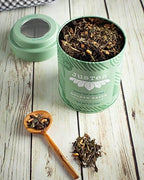 JusTea COCONUT GREEN | Loose Leaf Herbal Tea | Tin with Hand Carved Tea Spoon | 40+ Cups (3.5oz) | Caffeine Free | Award-Winning | Fair Trade | Non-GMO