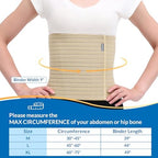 Abdominal Binder Post Surgery - Premium Belly Band for Stomach Support & Compression - Promote Recovery for Postpartum, Hysterectomy, Tummy Tuck, Hernia - Durable No-Fray Belly Wrap Waist Band (Size M 30" - 45", 9" High, Beige)