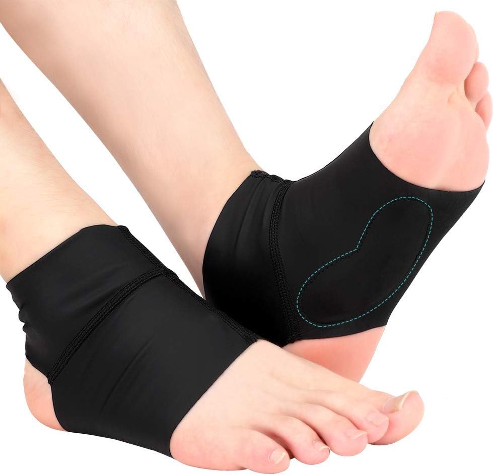 Plantar Fasciitis Arch Socks with Gel Pads, Arch Ankle Support Sleeves for Flat Feet, Compression Ankle Arch Brace Wrap for Men and Women, Heel Spurs, Flat Foot, High/Low Arch Relief, 1 Pair
