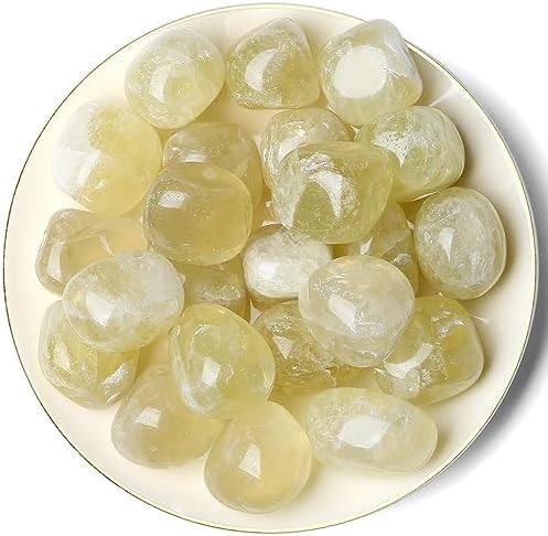 QINJIEJIE Citrine Polished Stones Tumbled Crystals Bulk Gemstones Healing Crystal Rocks Quartz Set Decorative Landscape Stone Natural Reiki Gem for Vase Filler Home Decoration Beginner Gift 0.5 LBS