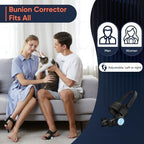 Bunion Corrector for Women & Men, Adjustable Knob Dual-Action Bunion Splint with Silicone Pad - Orthopedic Toe Straightener & Separator for Hallux Valgus Relief, Fits Left/Right Feet (Black)