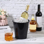 Layhit 24 Pcs Plastic Ice Buckets for Parties 3 Liters Wine Bucket Portable Ice Holder Disposable Wine Cooler for Party Wedding Party Beverages Champagne Soda and Beer (Black)
