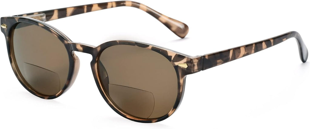 Madison Avenue Round Bifocal Reading Sunglasses for Women Men Spring Hinge,UV Protection Sun Reader Glasses (Demi, 1.0)