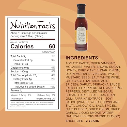 Stonewall Kitchen, Honey Sriracha Barbecue Sauce, 11 oz. bottle, Made in the USA