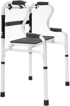Folding Lightweight Aluminium Walking Zimmer Frame with Seat Adjustable Height for Seniors and Handicap Load Capacity:160kg(